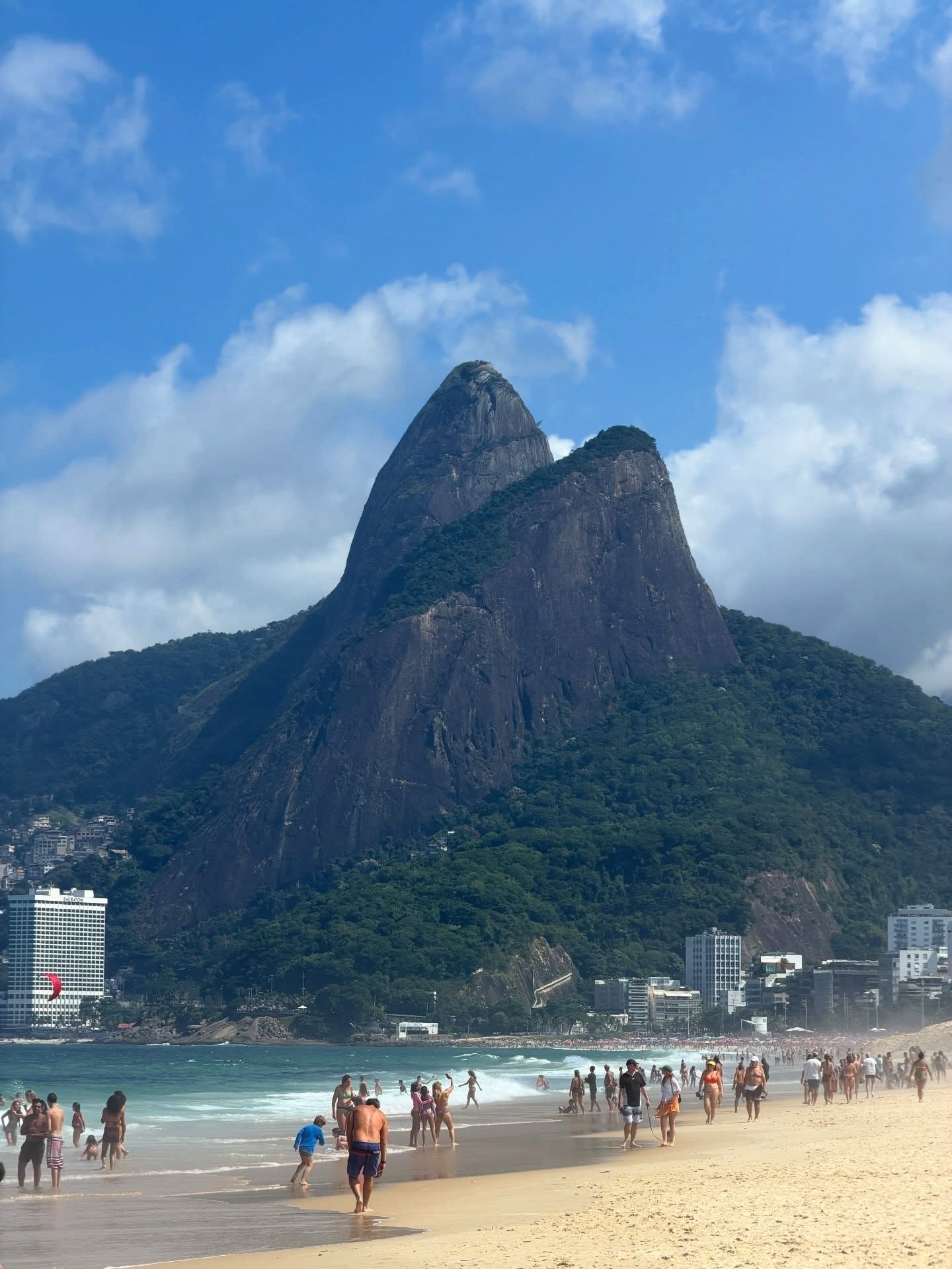 Two Brothers mountain seen from Ipanema beach in Rio de Janeiro