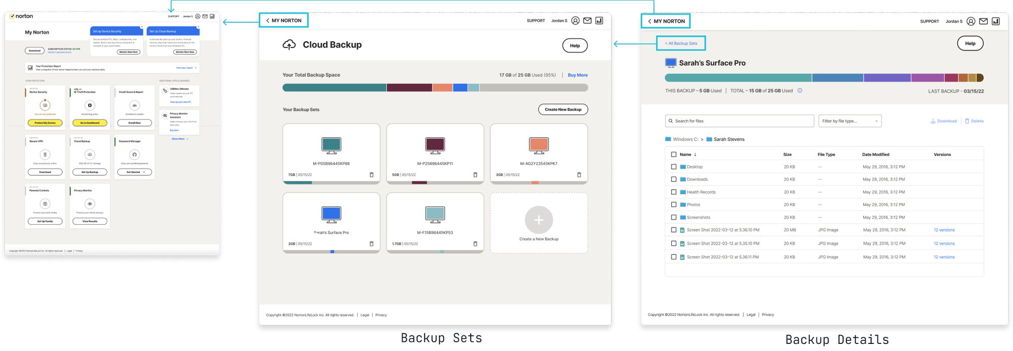 After: rebuilt file explorer with clearer hierarchy, scannable rows, file-type icon key, and recovery affordances aligned to Nielsen's heuristics and WCAG.